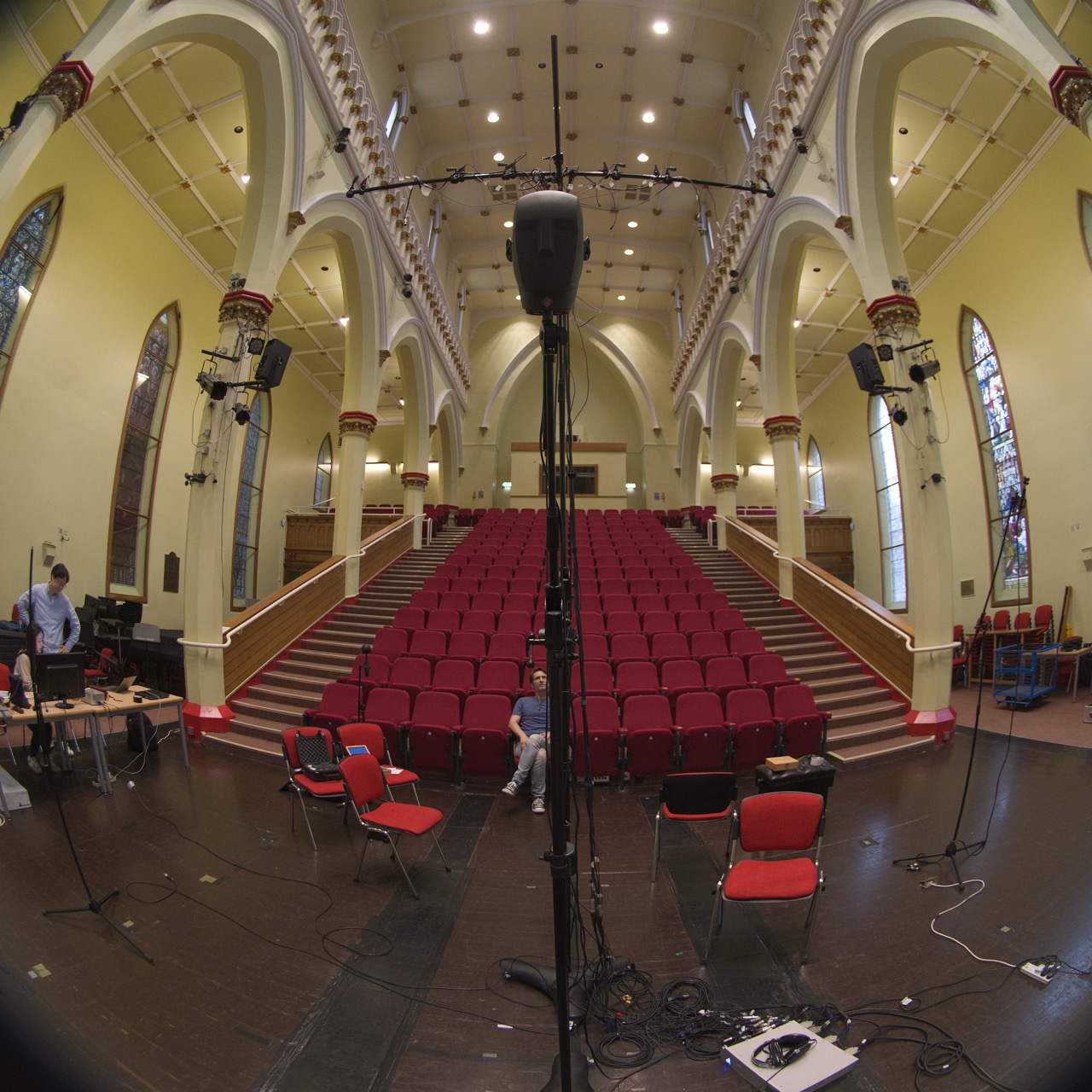 Wide-angle view of the immersive audio studio
